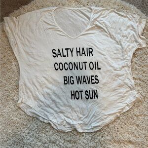 Wander Agio Womens V-Neck Short Sleeve Tie Front Beach Cover Up White Medium